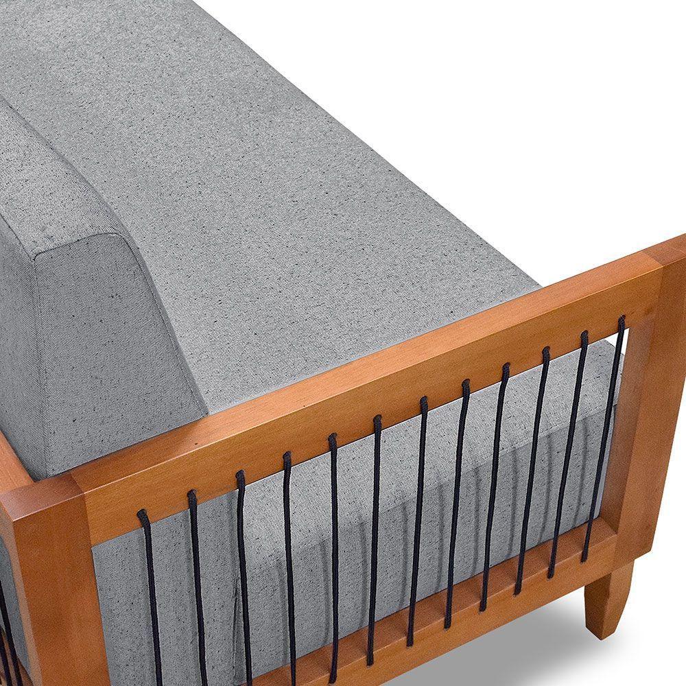 Sofá Living 2 Lugares Marilia 1,60m Linho Grafite Base Em Madeira Castanho - Pallazio - 4