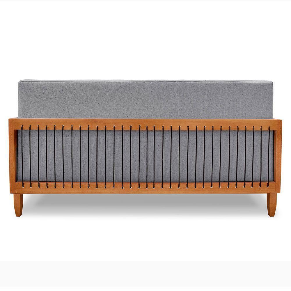 Sofá Living 2 Lugares Marilia 1,60m Linho Grafite Base Em Madeira Castanho - Pallazio - 5