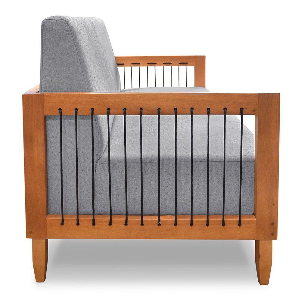 Sofá Living 2 Lugares Marilia 1,60m Linho Grafite Base Em Madeira Castanho - Pallazio - 6