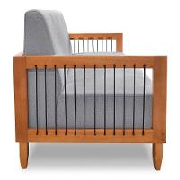 Sofá Living 2 Lugares Marilia 1,60m Linho Grafite Base Em Madeira Castanho - Pallazio - 6