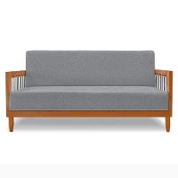 Sofá Living 2 Lugares Marilia 1,60m Linho Grafite Base Em Madeira Castanho - Pallazio - 7