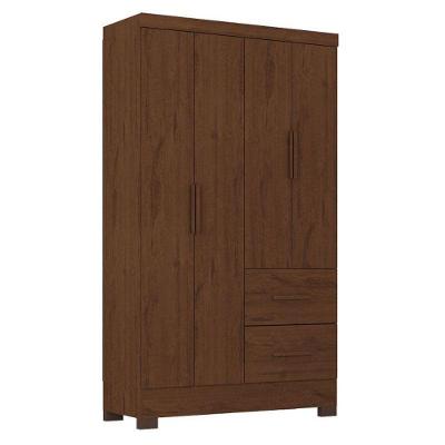 Guarda Roupa Solteiro Primordial Max 4 Portas 2 Gavetas Jacarandá Fosco - Zanzini
