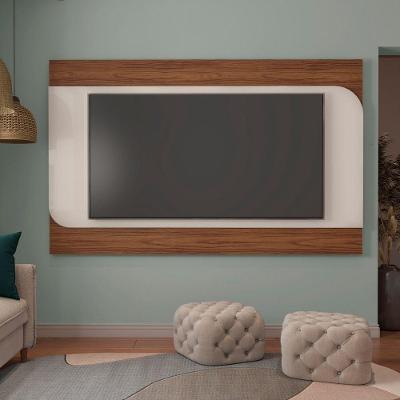Painel para Tv 86 Elegance 220cm Mdf Mdp com Suporte Cedro e Off White Artely
