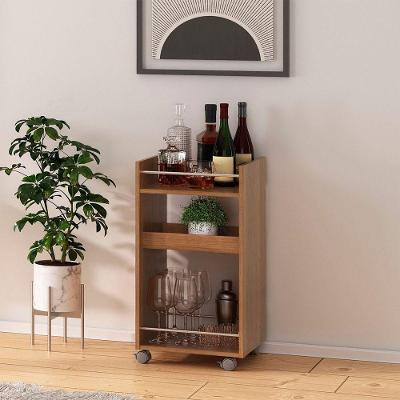Carrinho Bar com Adega Brito Cinamomo 2 Prateleiras em MDP MDF 40cm Artely