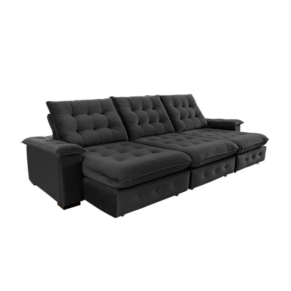 Sofá Coliseu 3.40m Retrátil E Reclinável Super Pillow - Preto - 3