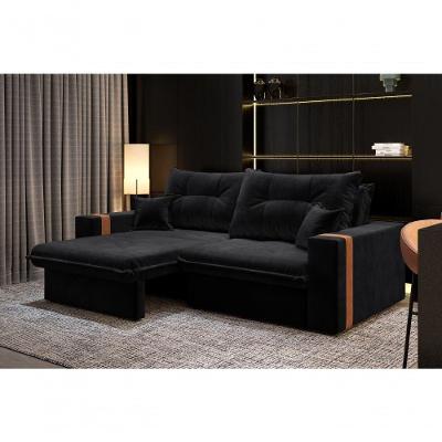 Sofá-cama Ipanema 3 Lugares Retrátil e Reclinável 200CM Preto Suede