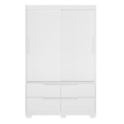 Guarda Roupa Solteiro Sole 02 Portas De Correr Branco Freijo - Móveis Albatroz