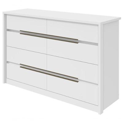 Cômoda Urban 8 Gavetas MDF Puxador Alumínio Branco Lopas