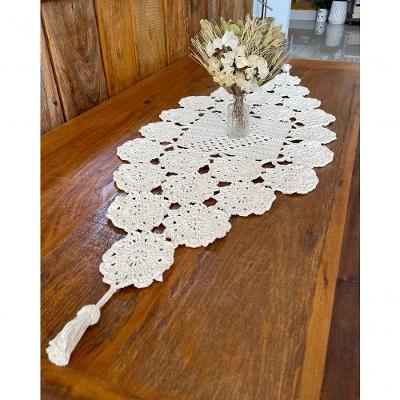 Caminho de Mesa Crochê Artesanal 100cm X 45cm Algodão Cru