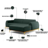 Sofá 5 Lugares Com Chaise Molino 320cm Verde Musgo C-117 - 6