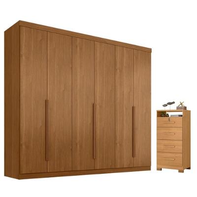 Guarda Roupa Casal New Monumental 6 Portas de Bater 4 Gavetas MDP Cinamomo Fosco Zanzini Móveis