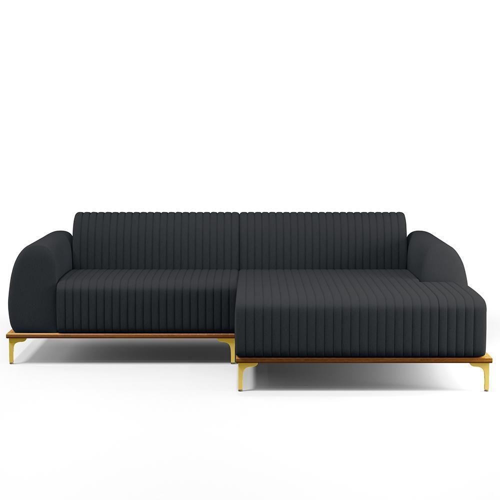 Sofá 5 Lugares Com Chaise Direito 320cm Chumbo - 4