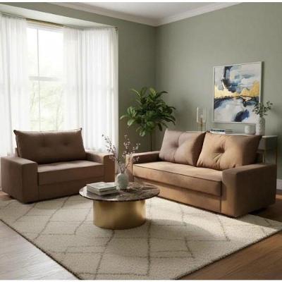 Conjunto de Sofá NN Italia 3 e 2 Lugares Espuma D28 Percinta Italiana Marrom