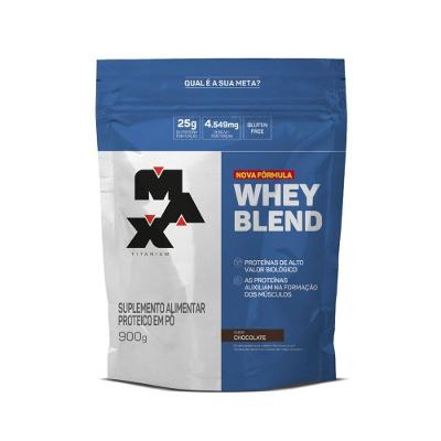 Suplemento Whey Blend Max Titanium Chocolate 900G Pote em Po 25G Proteina 30 Doses
