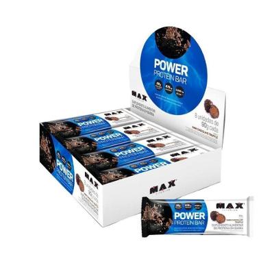 Barra de Proteína Max Titanium Power Protein Bar Alto Teor de Proteínas Dark Chocolate Truffle 720G