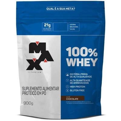 Whey Protein Max Titanium Concentrado Chocolate 900G Refil 30 Doses