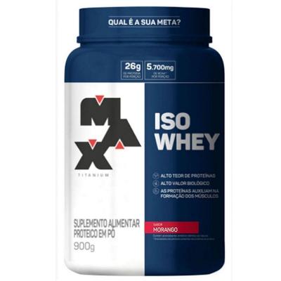 Suplemento Alimentar Max Titanium Whey Isolado Morango 900G 30 Doses