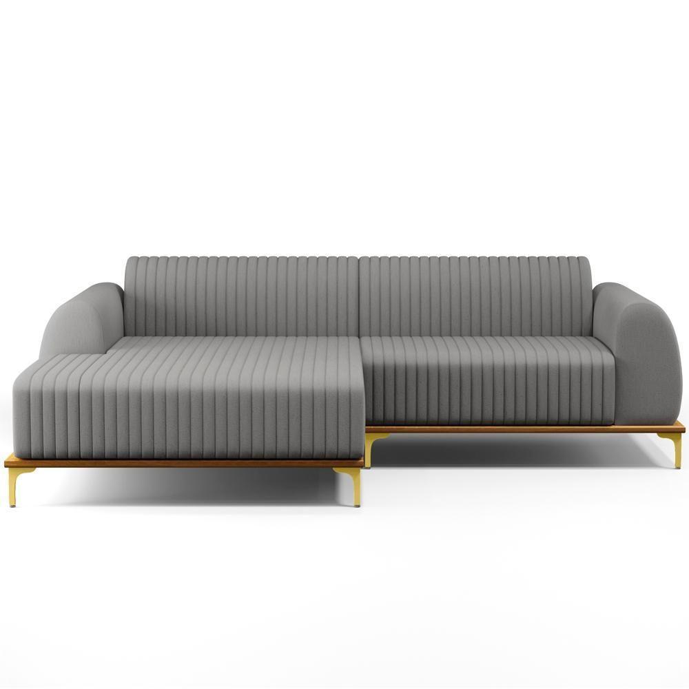 Sofá 5 Lugares Com Chaise Esquerdo 300cm Cinza Escuro - 4