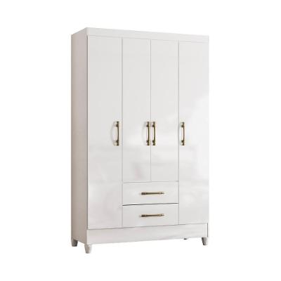 Guarda Roupa Casal Paraty 4 Portas de Bater 2 Gavetas MDP Branco