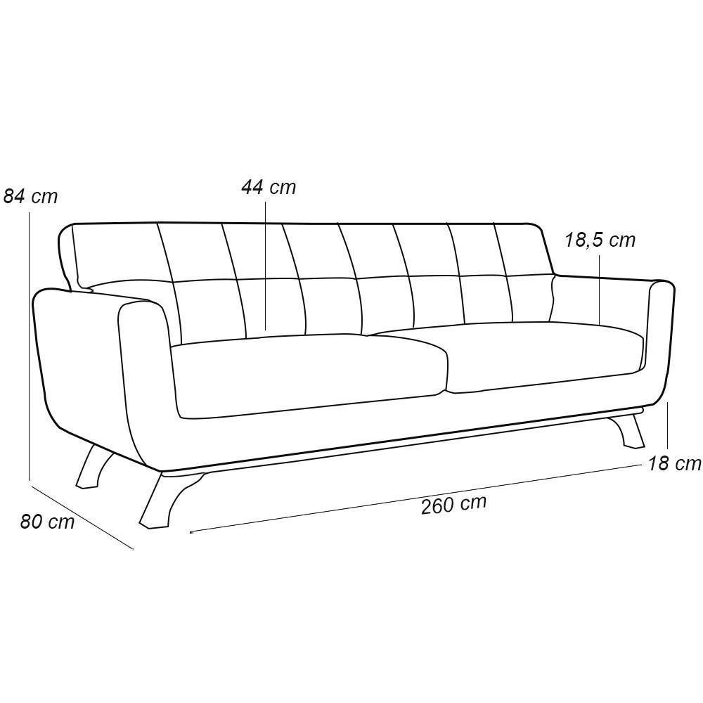 Sofá 4 Lugares Sala De Estar Miami 260 Cm Linho Cru A-430 - 2