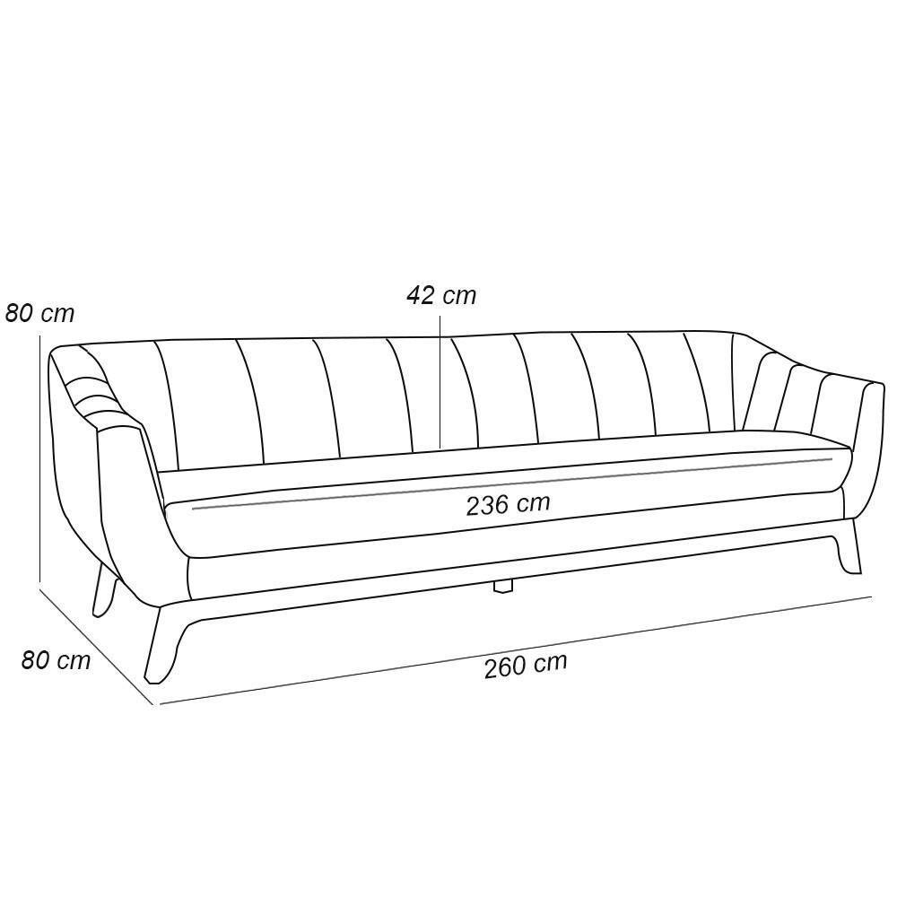 Sofá 4 Lugares Para Sala De Estar Atenas 260 Cm Bege C-443 - 3