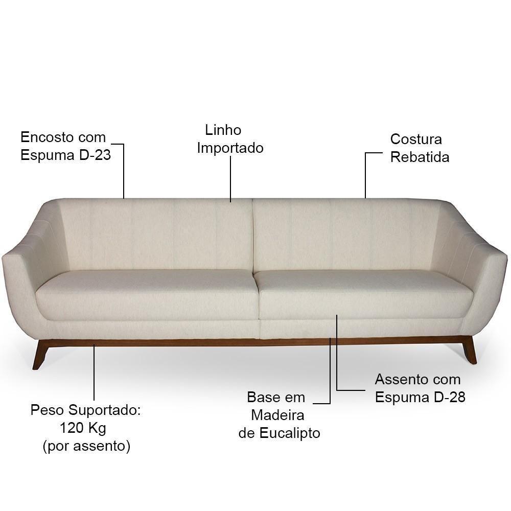 Sofá 4 Lugares Para Sala De Estar Atenas 260 Cm Bege C-443 - 5