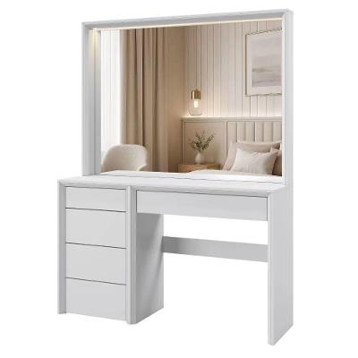 Camarim Prime 5 Gavetas com Espelho LED MDF Branco Mavaular Móveis