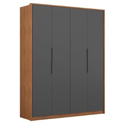 Guarda Roupa Casal Attore D43010k 4 Portas Amêndola Grafito - Demartêz