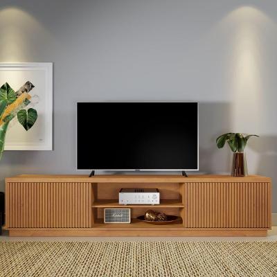 Rack para TV 75" Valencia 220CM MDP Portas Ripadas Naturalle