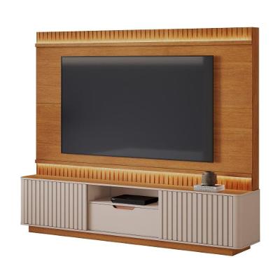 Home para Tv Até 85 Atena 210cm Ripado com Porta de Correr e Gaveta Cinamomo-off JCM Movelaria