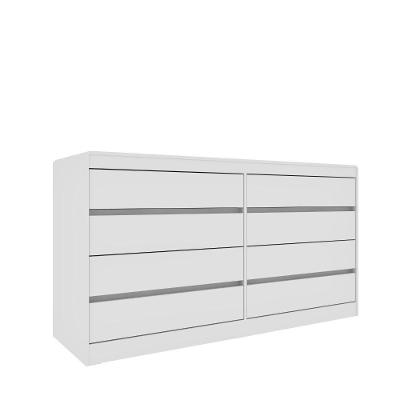 Cômoda Espanha 8 Gavetas MDF Puxador Metálico Neve Tcil Móveis