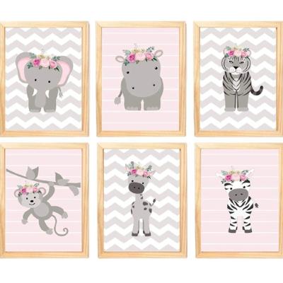 Quadro Infantil Menina 6 Un A4 Vidro E Pendurador