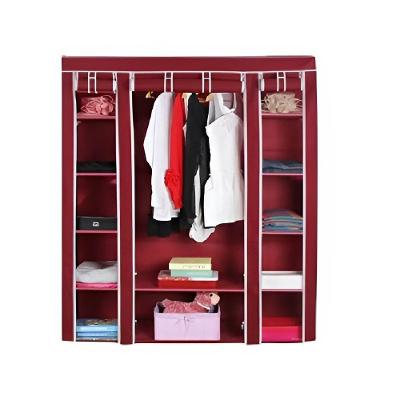 Guarda Roupa Cabideiro Portátil Solteiro e Closet 8 Prateleiras Metal Vermelho Yeet