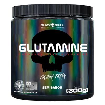 Glutamina Black Skull Glutamine Caveira Preta Sem Sabor 300G