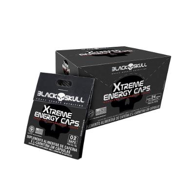 Pré-treino em Cápsulas Black Skull Xtreme Energy Caps Energia e Foco sem Sabor 24S