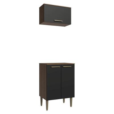 Kit Cozinha Lille 60CM 3 Portas MDP de Bater Rustic e Preto Madesa