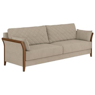 Sofá Akita 2 Lugares 165CM Bege Linho Rústico Liso Sala Estar Sofá Home