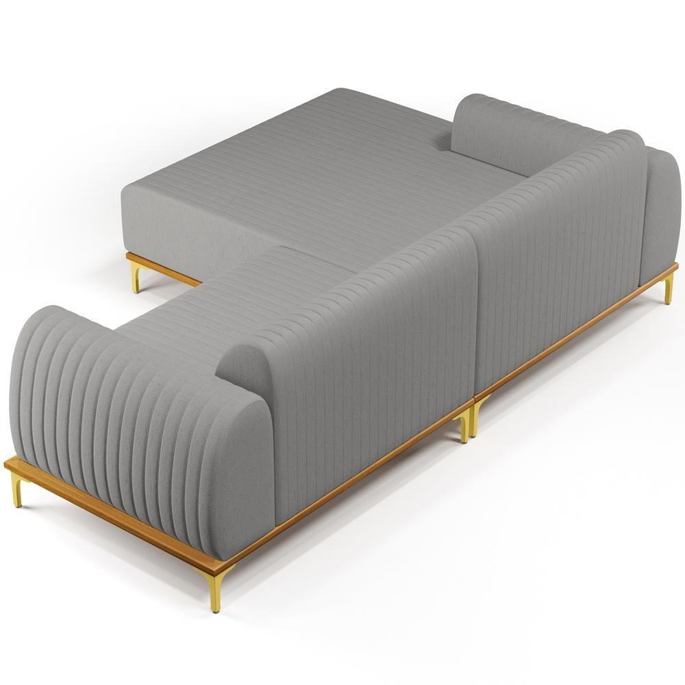 Sofá 6 Lugares Com Chaise Esquerdo 350cm Cinza Escuro - 2