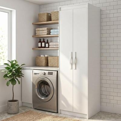 Armário Multiuso Davi 2 Portas 4 Prateleiras MDP 50CM Branco