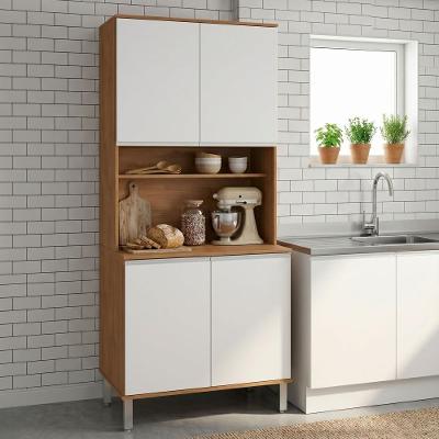 Armário de Cozinha Nina 4 Portas MDP 80CM Amêndoa e Branco Móveis Lopas