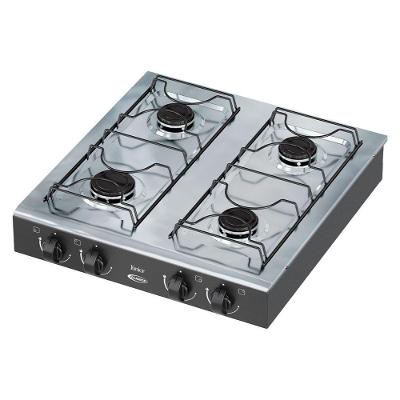 Fogão à Gás de Piso 4 Bocas Gás Clarice Júnior Cooktop Vidro Temperado Automático Preto