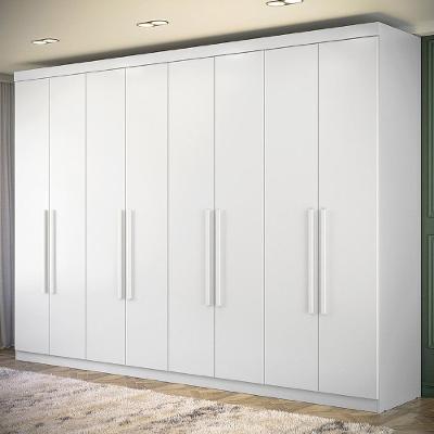Guarda Roupa Casal Vortex S01 8 Portas de Bater 4 Gavetas MDP Branco 239CM Mpozenato