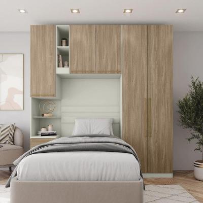 Quarto Modulado Solteiro Bellagio 5 Portas 6 Gavetas MDP 224CM Areia Hp Jequitiba Casa 812