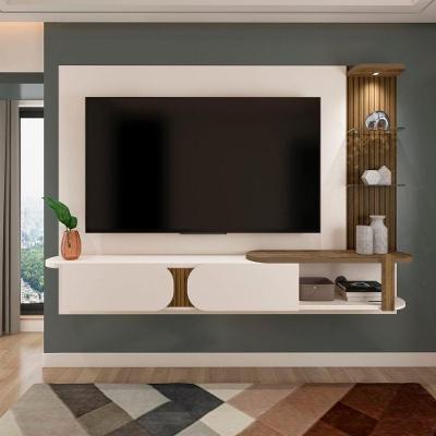 Painel para Tv Toronto 72" 200cm MDF-MDP com LED Off White e Pinho Artely