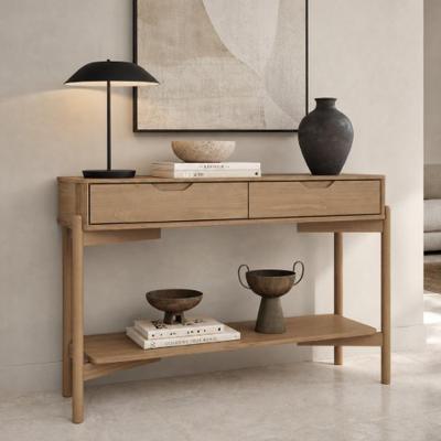 Aparador Benton F06 Moderno 2 Gavetas Madeira Maciça 120CM Marrom Lyam Decor