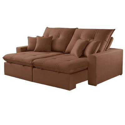 Sofá com Chaise Império 3 Lugares Retrátil e Reclinável 210CM Terracota Meu Sofá Online