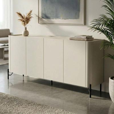 Balcão Buffet Luna com Preto 4 Portas MDF 180CM Cinza Casa Lar Shop