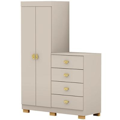 Cômoda Para Quarto 2 Portas 4 Gavetas 120cm Tulsa V01 Fendi - Lyam Decor