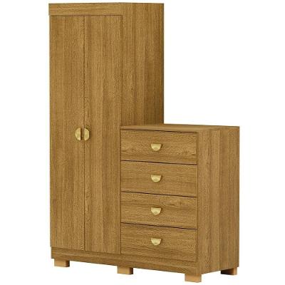 Cômoda Para Quarto 2 Portas 4 Gavetas 120cm Tulsa V01 Nature - Lyam Decor