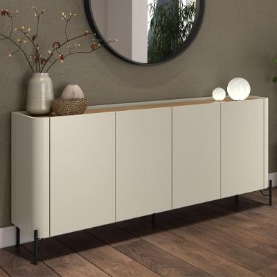 Balcão Buffet Bend Contemporâneo 4 Portas MDF 180CM Louro e Luna com Preto Casa Lar Shop